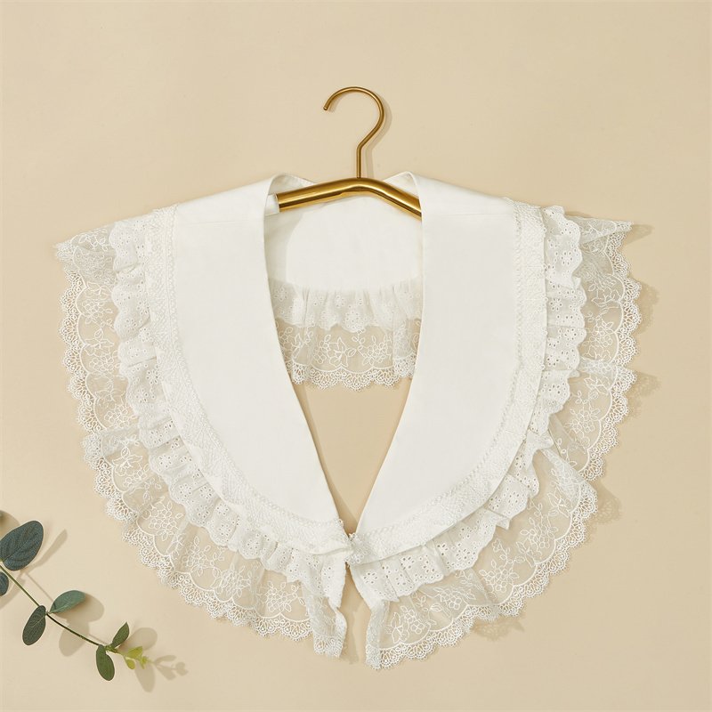 Wholesale high quality New Organza Embroidered Collar lace edge Fake Collar Woman Detachable Fake Collar