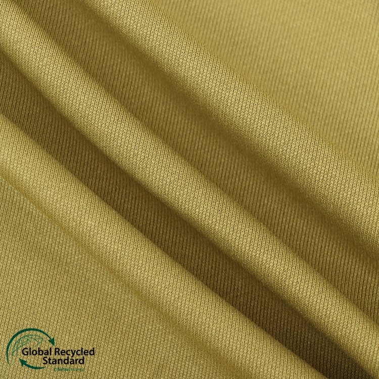 Women Dress Eco-friendly Knitting Rib Fabric 100%Recycle Polyester Ready-to-ship Goods 250gsm Recycle Polyester Knit Fabric