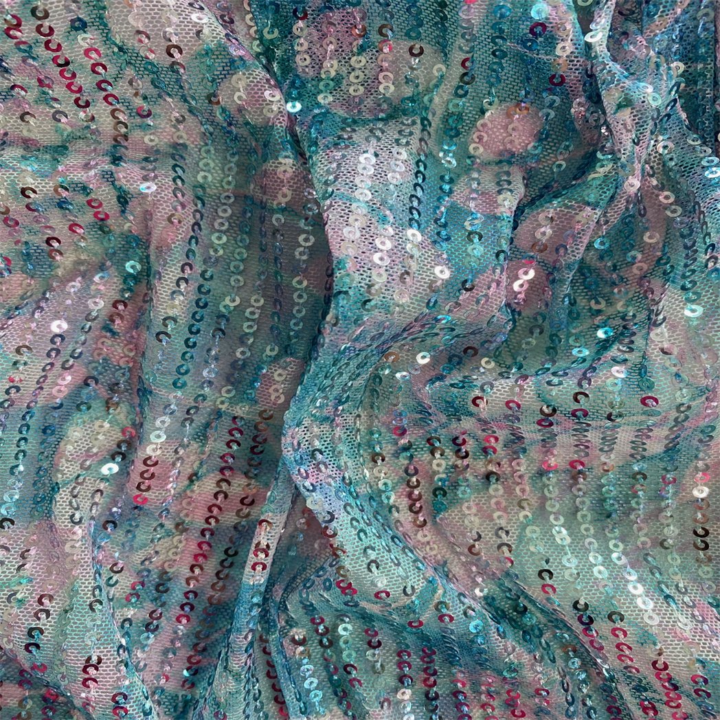 2024 Wholesale Colorful Sequin Embroidery Lace Fabric Luxury Custom 100%Polyester Woven Fabric For Garment