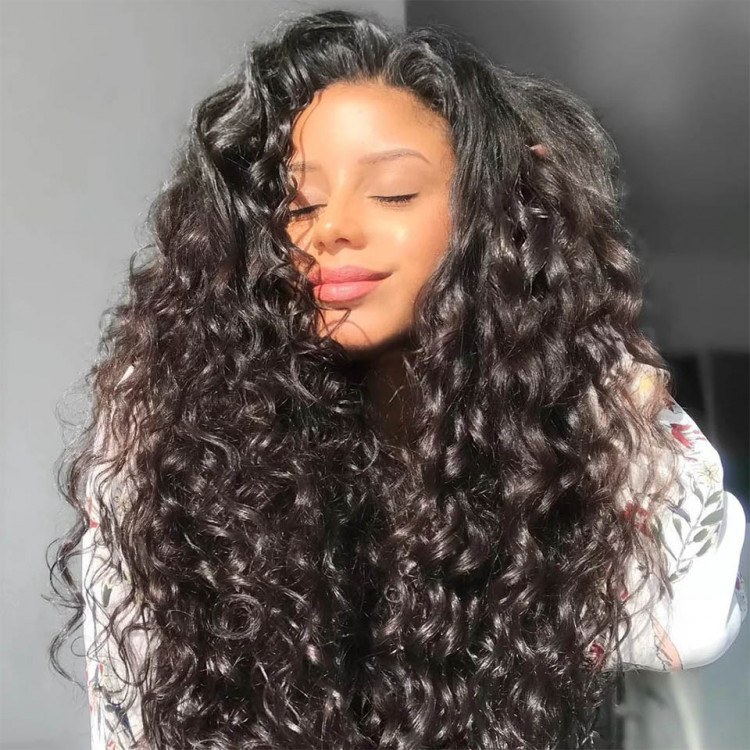 180% 200% density human hair wigs lace front,Double Drawn Big Curly Semi Human Hair Lace Front Wigs Pre Plucked For Black Women