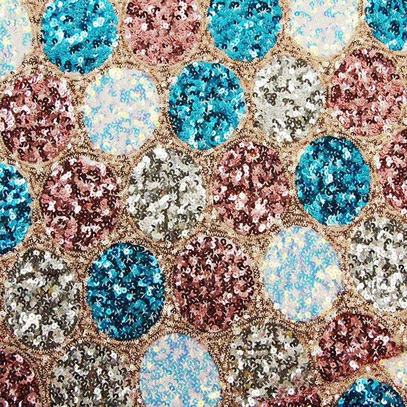 Nigerian Sheer Lace Fabric 2019 Shiny Circle Elastic Embroidery Sequin Fabric for Wedding Dress