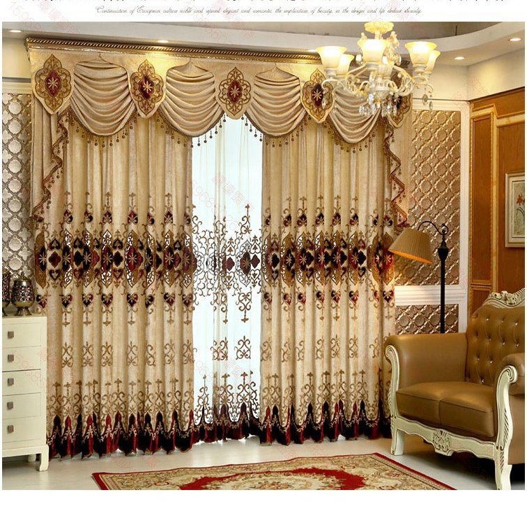 Bead Factory Supply Luxury Chenille Fabric European Style Embroidery Curtain
