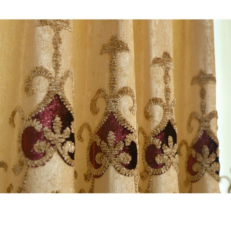 Bead Factory Supply Luxury Chenille Fabric European Style Embroidery Curtain