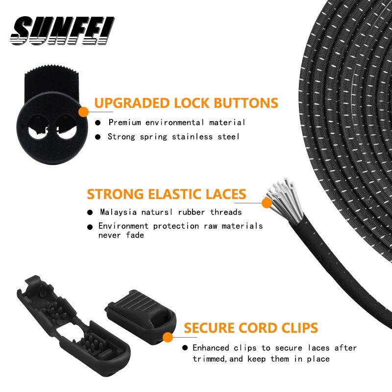 iRun Self Tying No Tie Elastic Laces Slip On Quick Release Lacing System Fasteners for Sport Sneaker