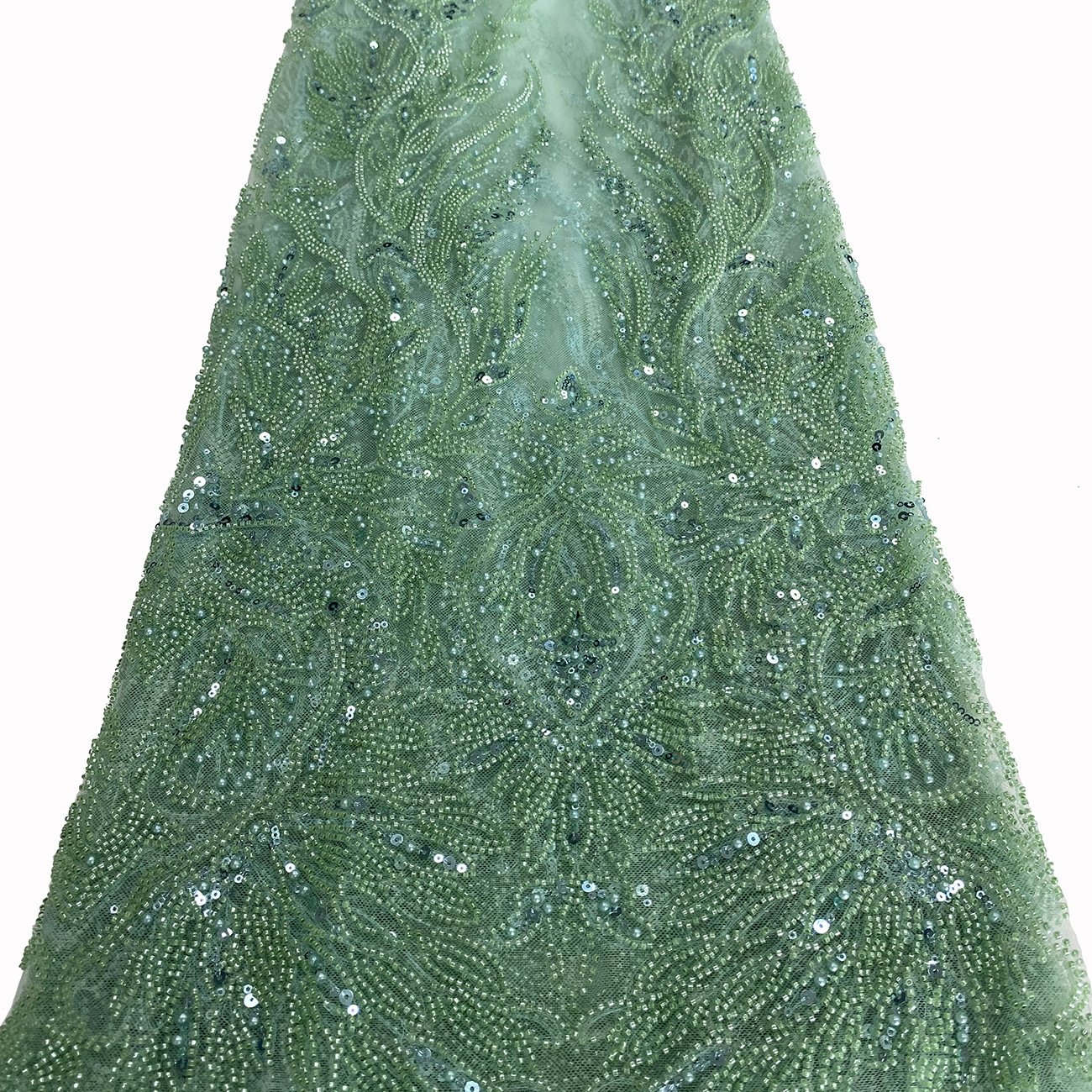 High quality rhinestones beaded lace embroidery fabric wedding dress embroidery tulle fabric for party dress
