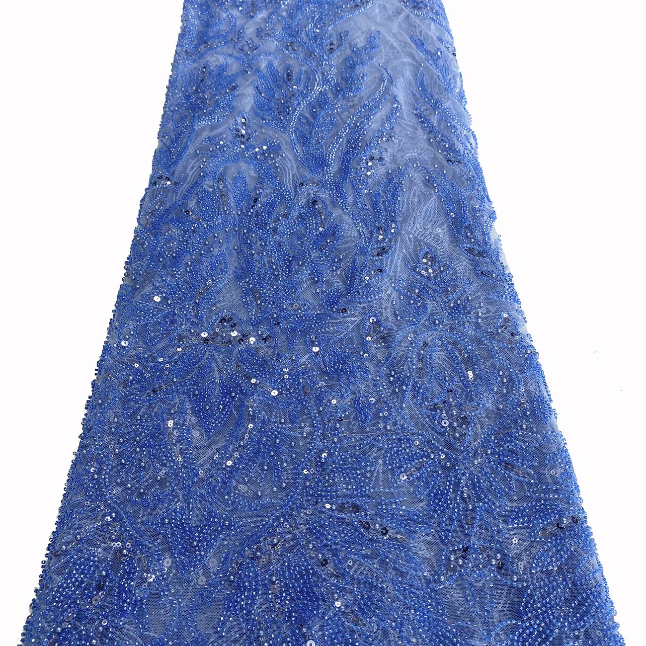 High quality rhinestones beaded lace embroidery fabric wedding dress embroidery tulle fabric for party dress