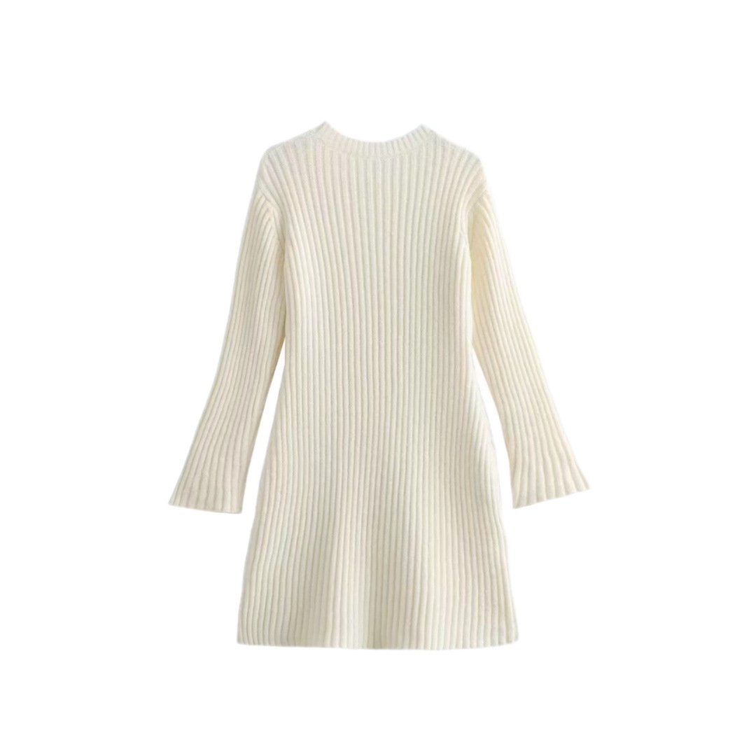 Fashion Women Ribbed Knitted Dress Women Sweater Dress