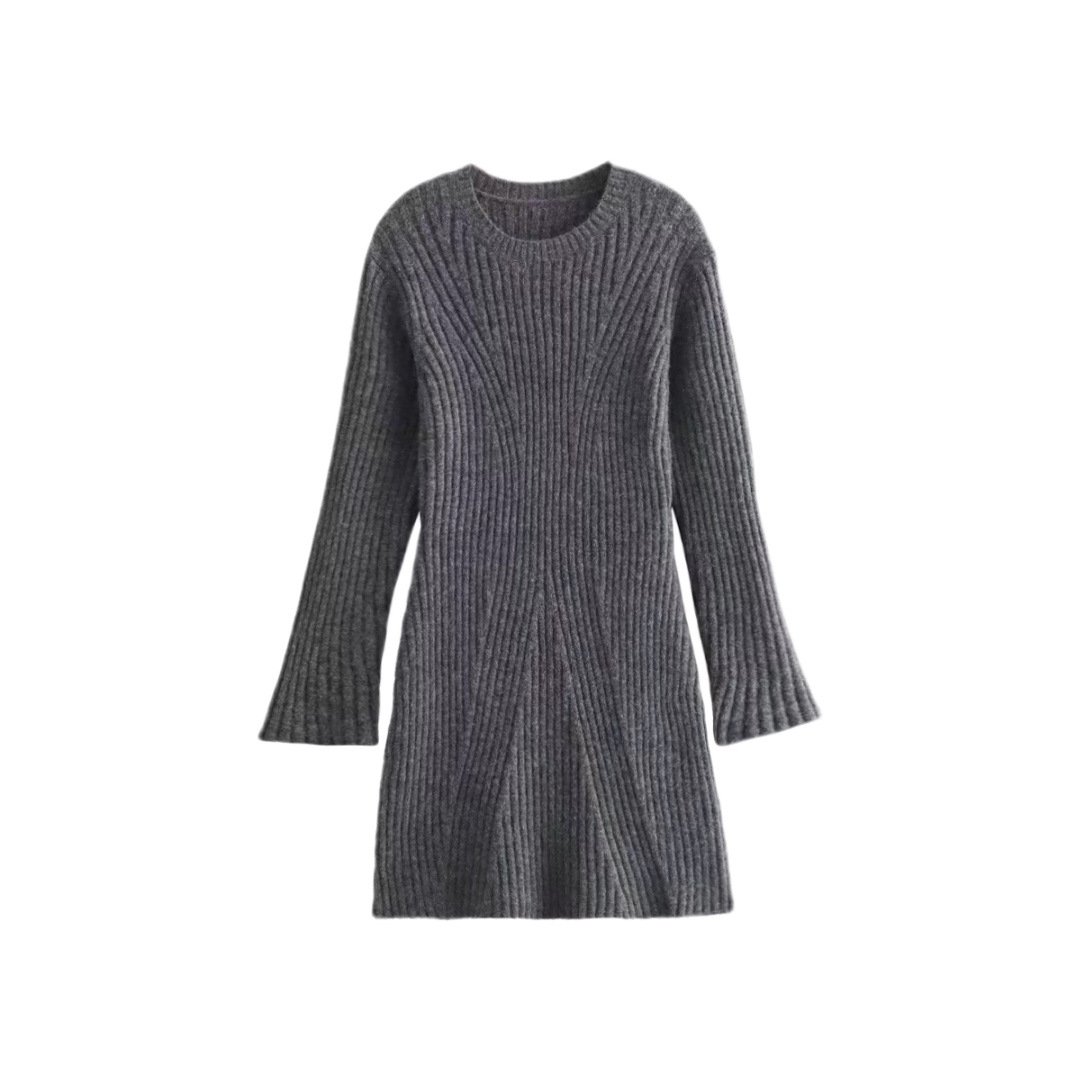Fashion Women Ribbed Knitted Dress Women Sweater Dress