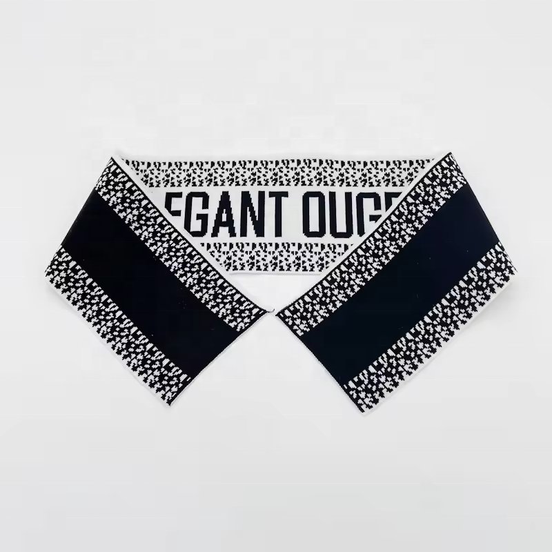 Custom logo ribbed t-shirt collar Textile rib collar and text logo custom rib