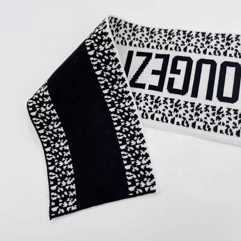 Custom logo ribbed t-shirt collar Textile rib collar and text logo custom rib