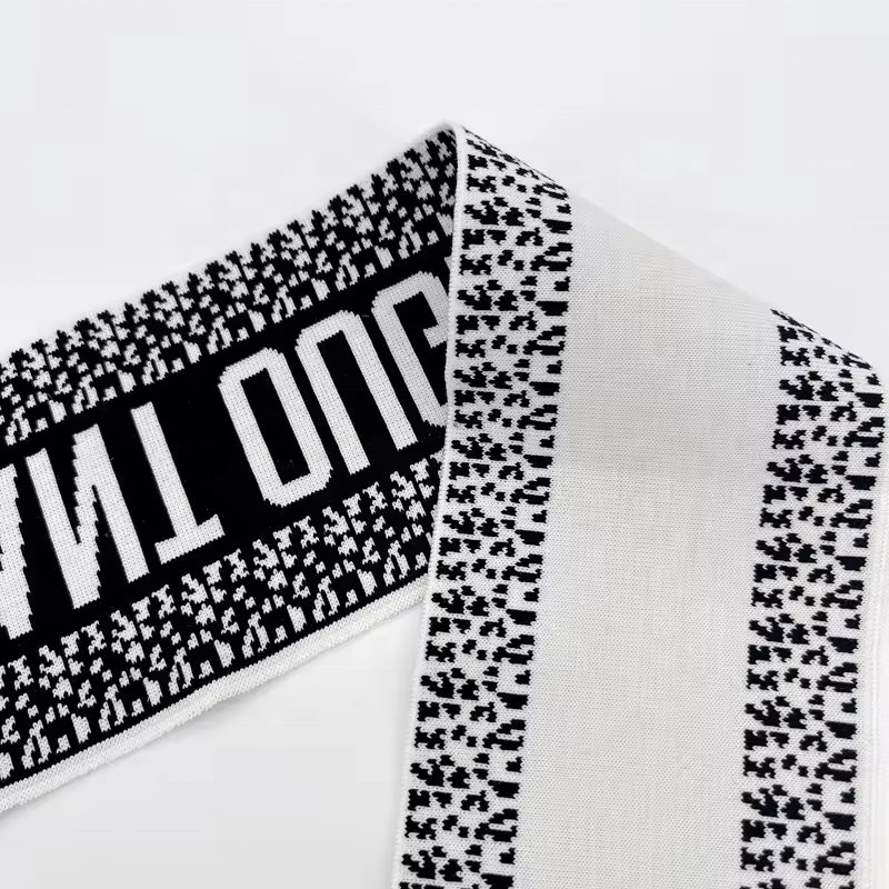 Custom logo ribbed t-shirt collar Textile rib collar and text logo custom rib