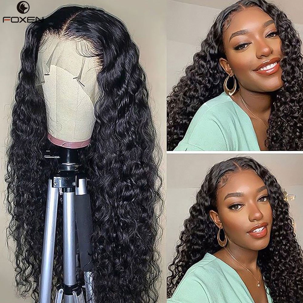 Wholesale Raw Indian Virgin Human Hair Transparent Hd Full Lace Wig Deep Curly Lace Front Wigs Kinky Curly Wigs For Black Women