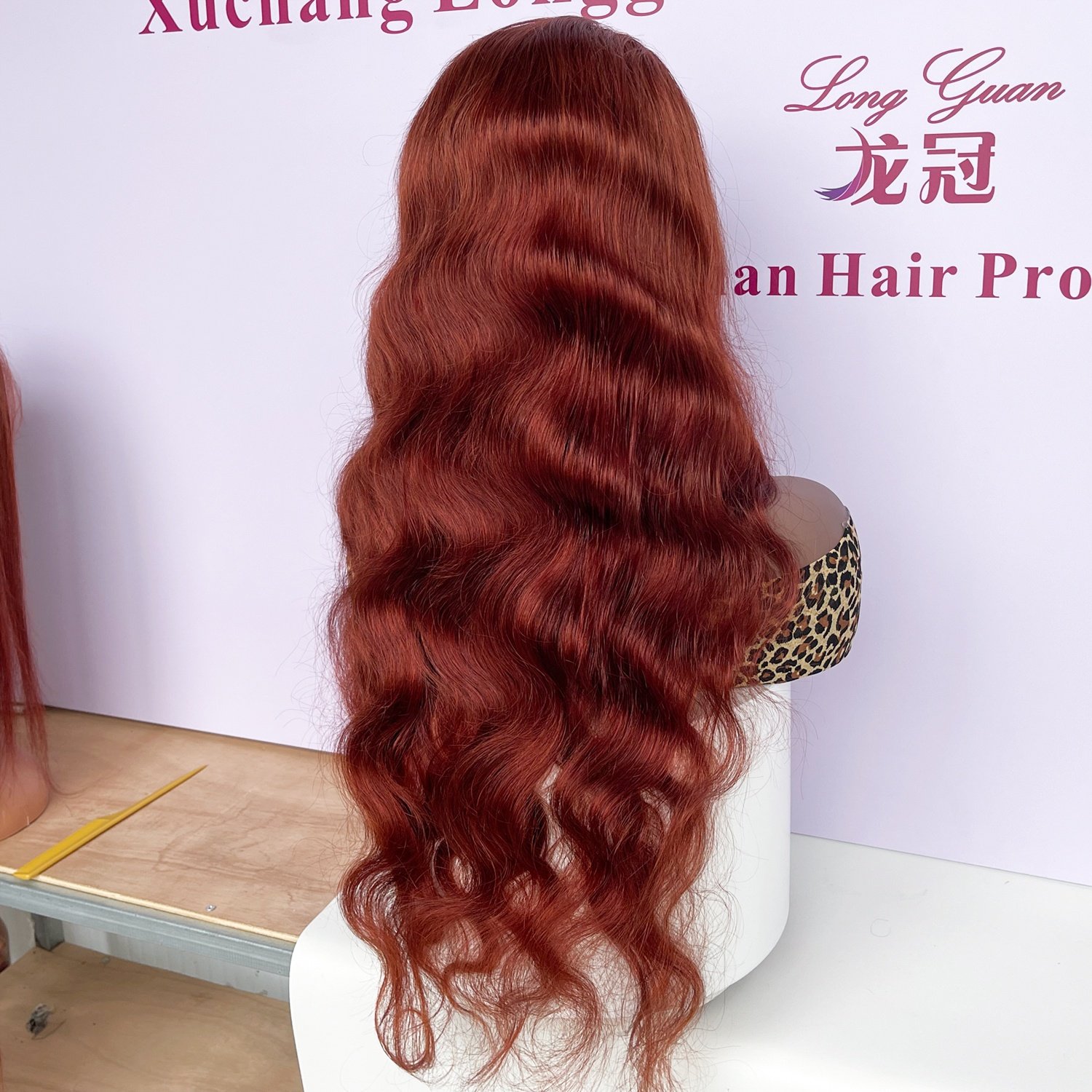 Longguan Factory Wholesale Indian Virgin human hair Reddish brown body wave Lace Front Wig for Black women