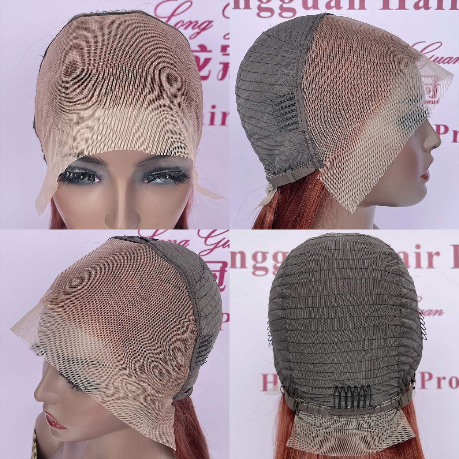 Longguan Factory Wholesale Indian Virgin human hair Reddish brown body wave Lace Front Wig for Black women
