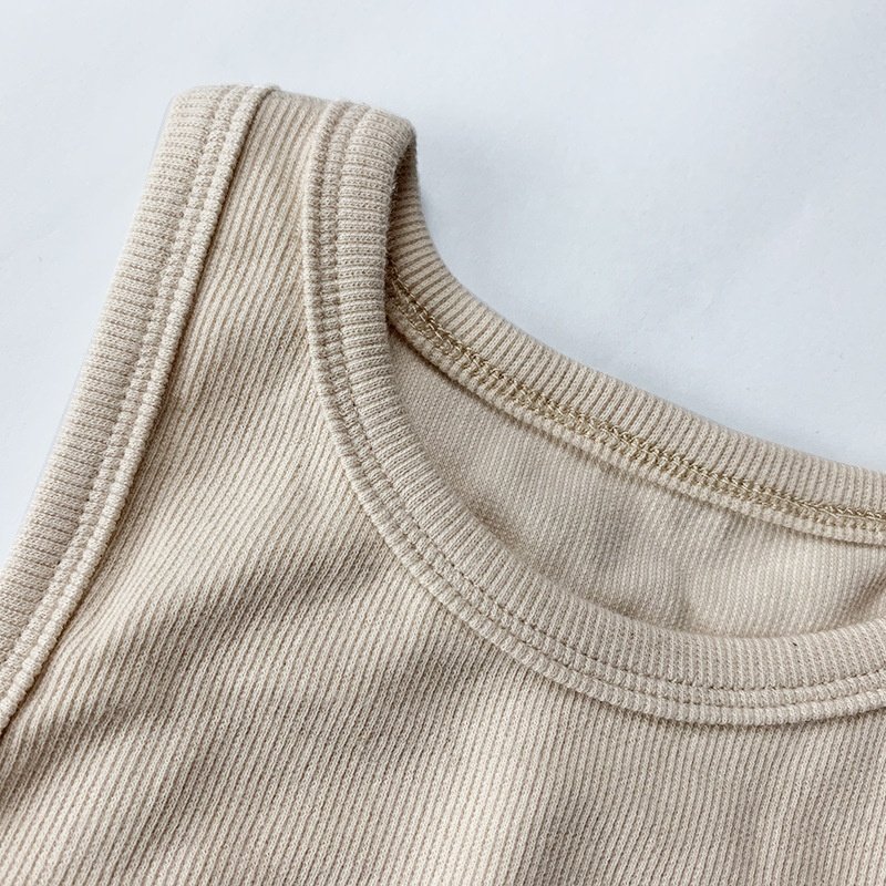 Custom Cotton Knitted Crop Top Femme Casual Basic Sleeveless High Neck Ribbed Crop Tops For Women