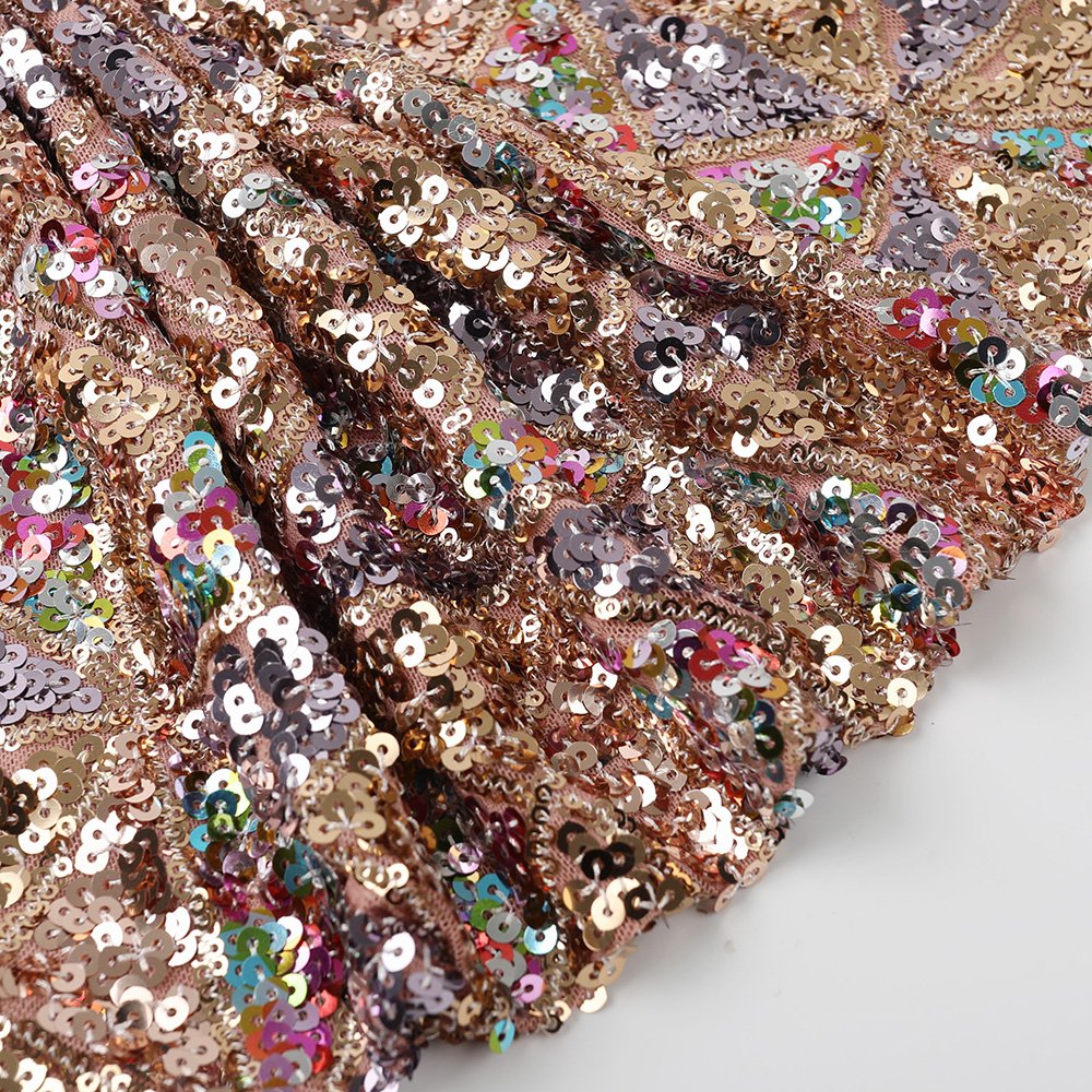 luxury custom-made sequin fabric Wholesale Nigeria Embroidery 3mm Design 4 Way Stretch Sequin Lace Fabric
