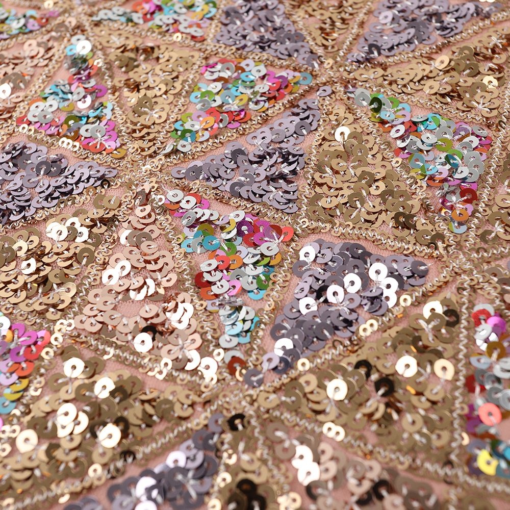 luxury custom-made sequin fabric Wholesale Nigeria Embroidery 3mm Design 4 Way Stretch Sequin Lace Fabric