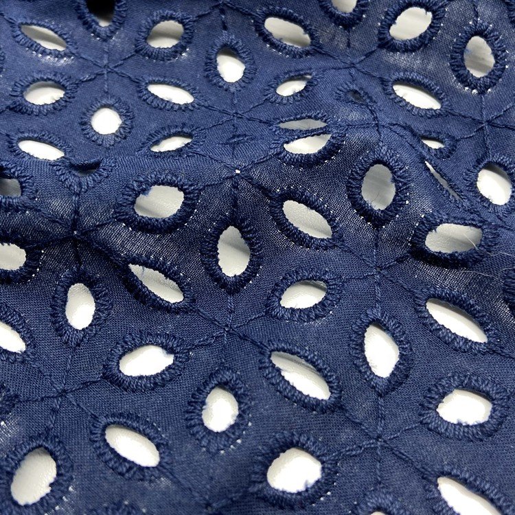 High quality white woven floral cotton eyelet voile poplin embroidery fabric for apparel shirts blouse