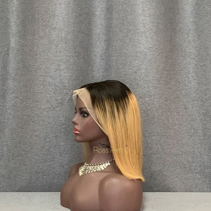 Wholesale peruvian virgin hair straight short 1b 30 ombre brown colored 13x4 lace frontal bob human hair wigs
