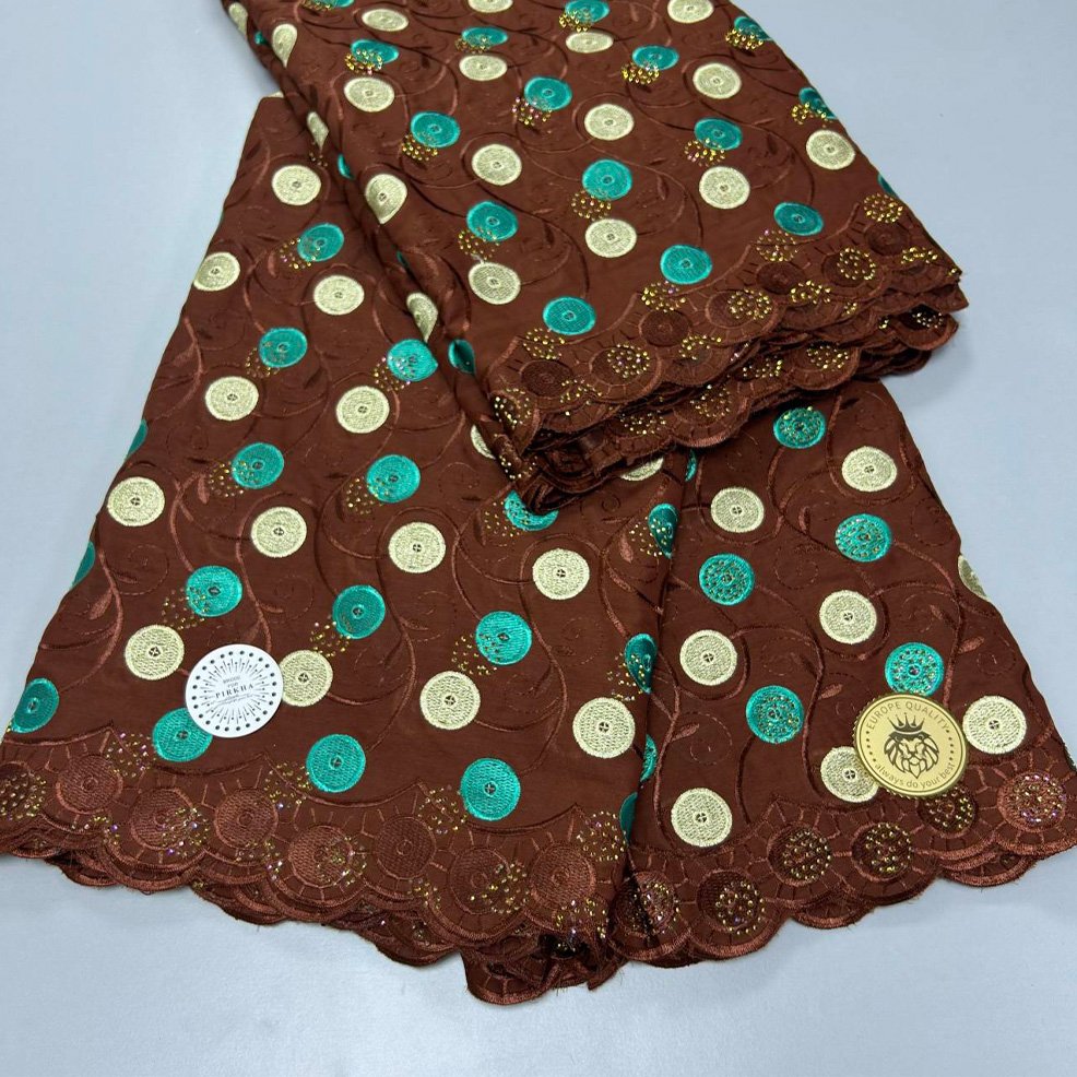 HFX African Cotton Lace with Stones Swiss Voile Lace Fabric 2024 High Quality Nigeria Lace for Women Wedding Party Dress Sew