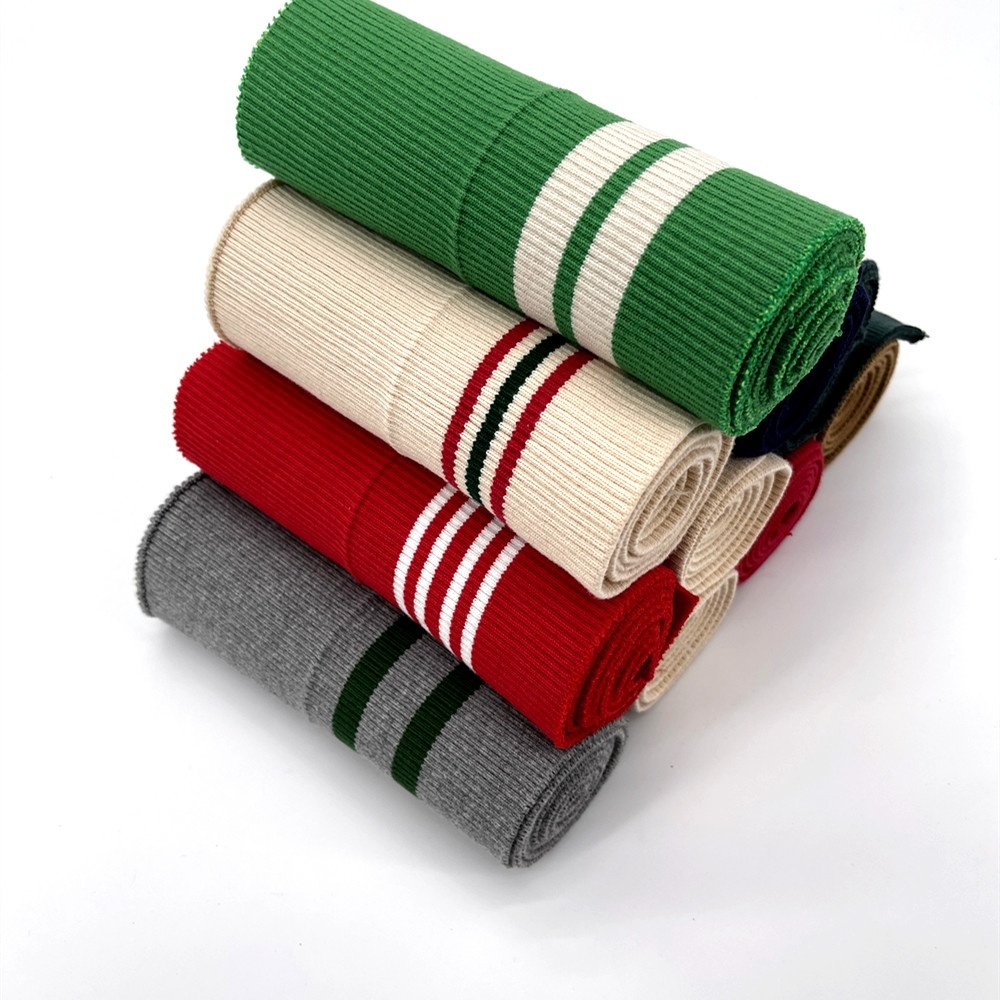 Custom 95% cotton 5% spandex 2X1 ribbing cuff rib hem, rib knit trim Suitable for jackets