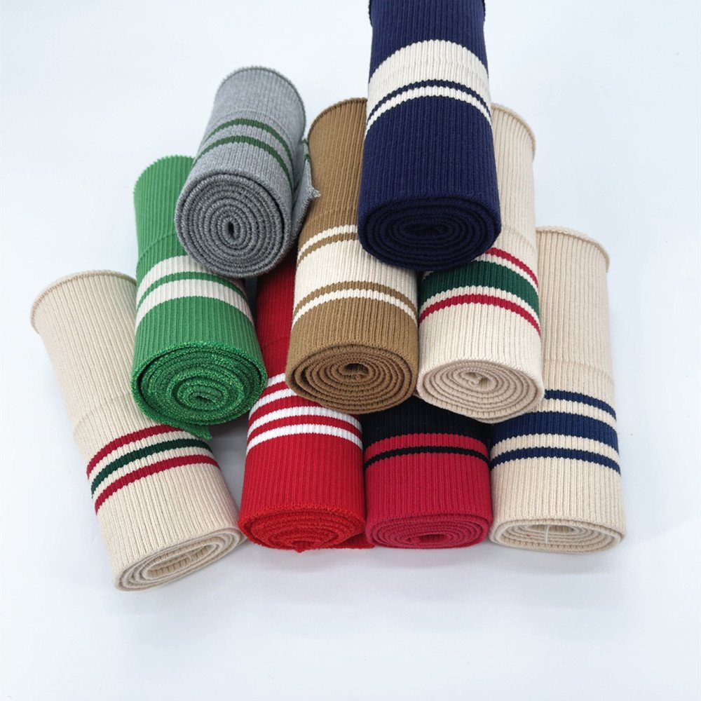 Custom 95% cotton 5% spandex 2X1 ribbing cuff rib hem, rib knit trim Suitable for jackets