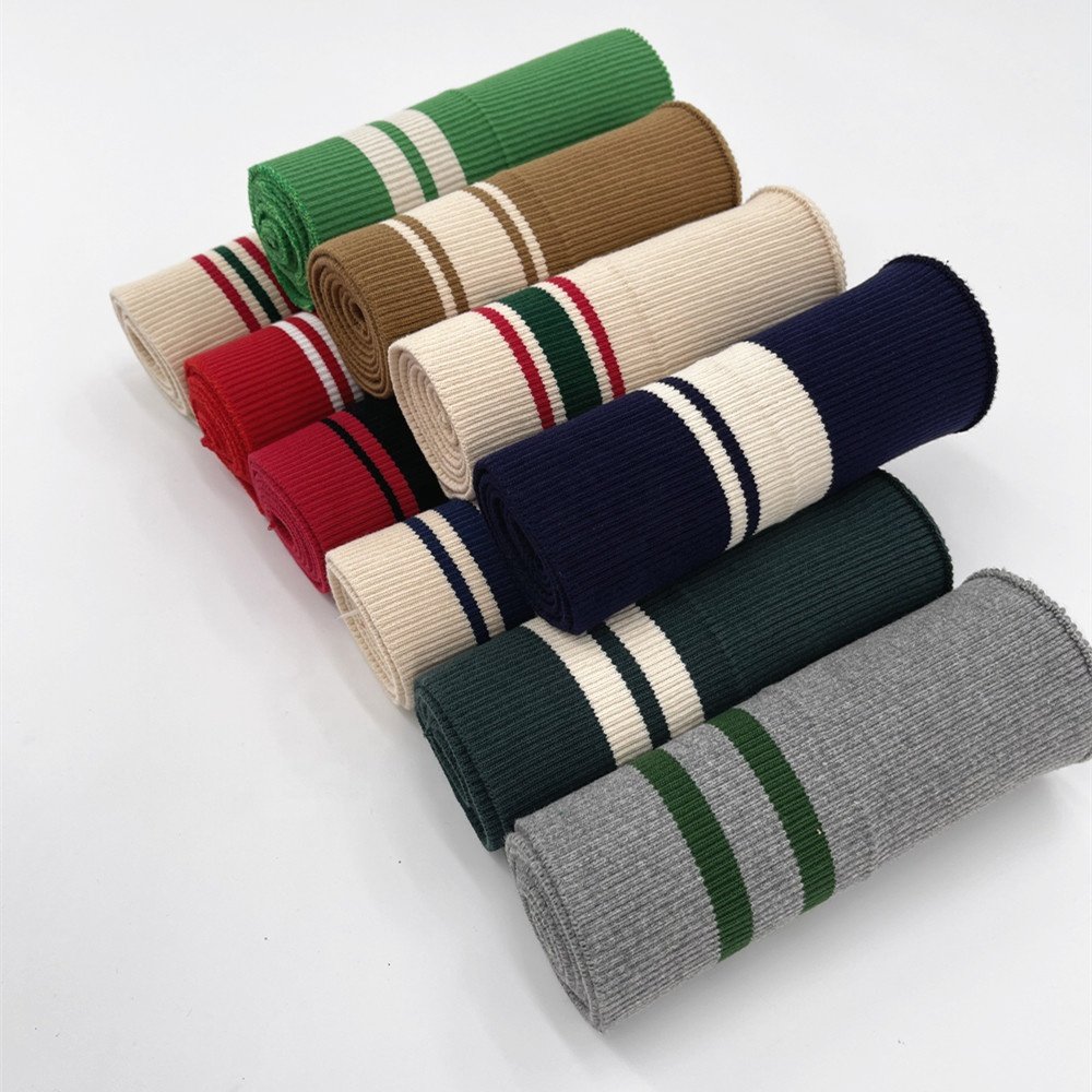Custom 95% cotton 5% spandex 2X1 ribbing cuff rib hem, rib knit trim Suitable for jackets