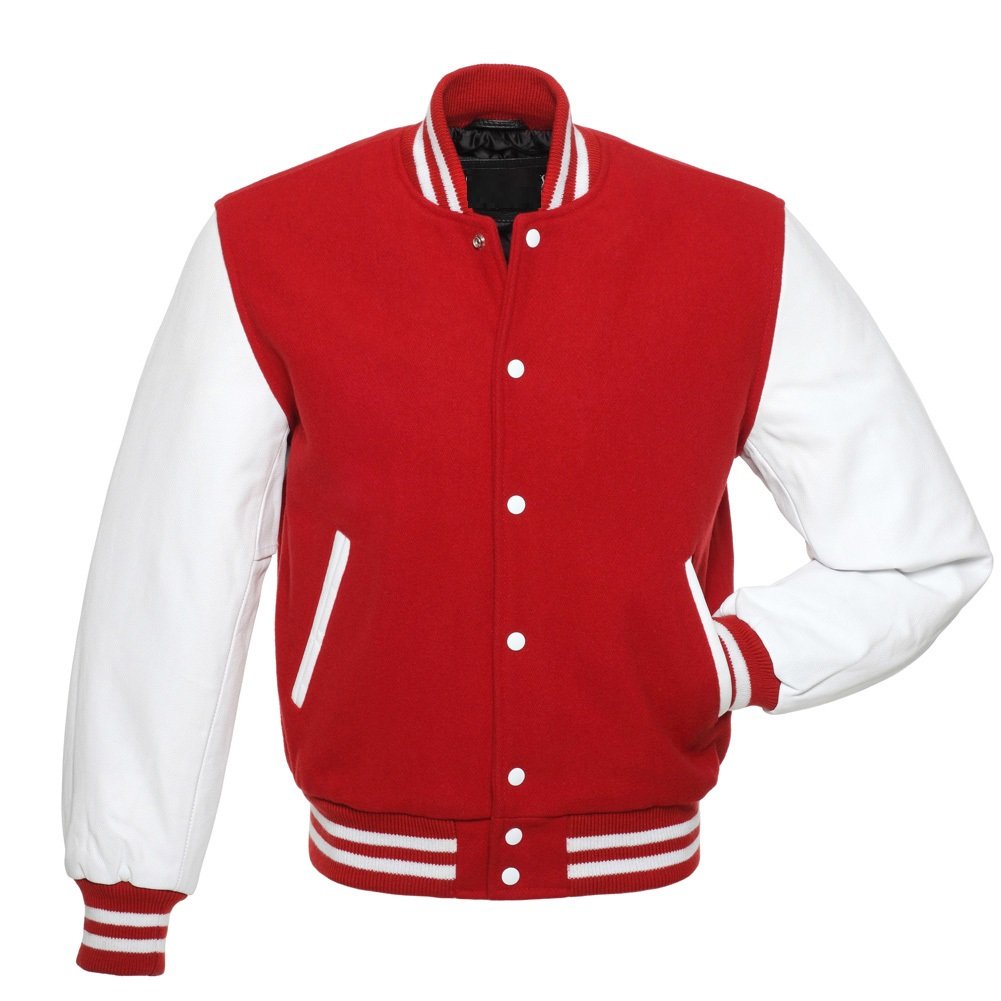 Men high quality custom black varsity jacket with white color leather sleeve baseball letterman varsity jacket for men 2024-25