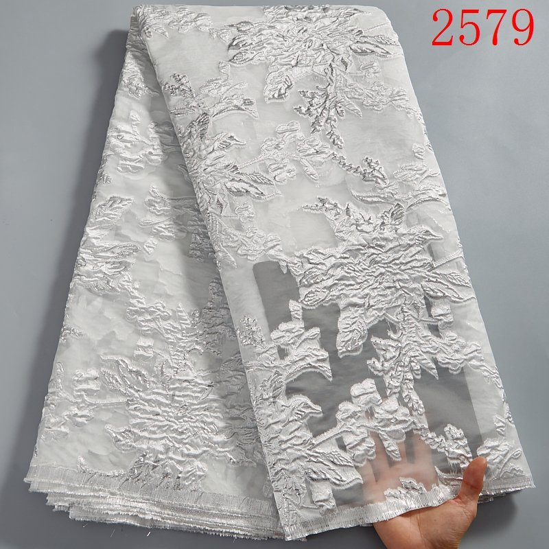 2021 African Lace Fabric Gild Brocade Jacquard Fabric Organza Beautiful Soft French Tulle Lace Fabric Bridal Wedding Sew 2579