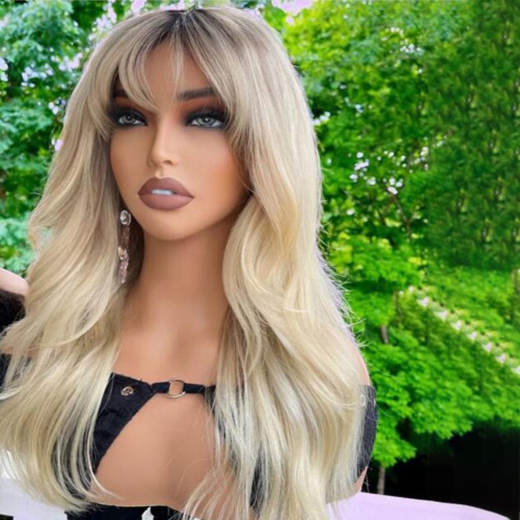 Unprocessed Raw Ombre Blonde Color Lace Front Wigs Human Hair Glueless HD Transparent Lace Human Hair Wigs With Bangs for Women
