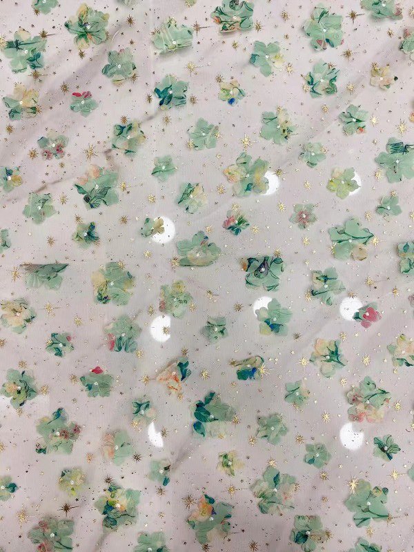 Most Popular New Arrival Cross Polyester Tulle Embroidery Foil Fabric for Women's Garment