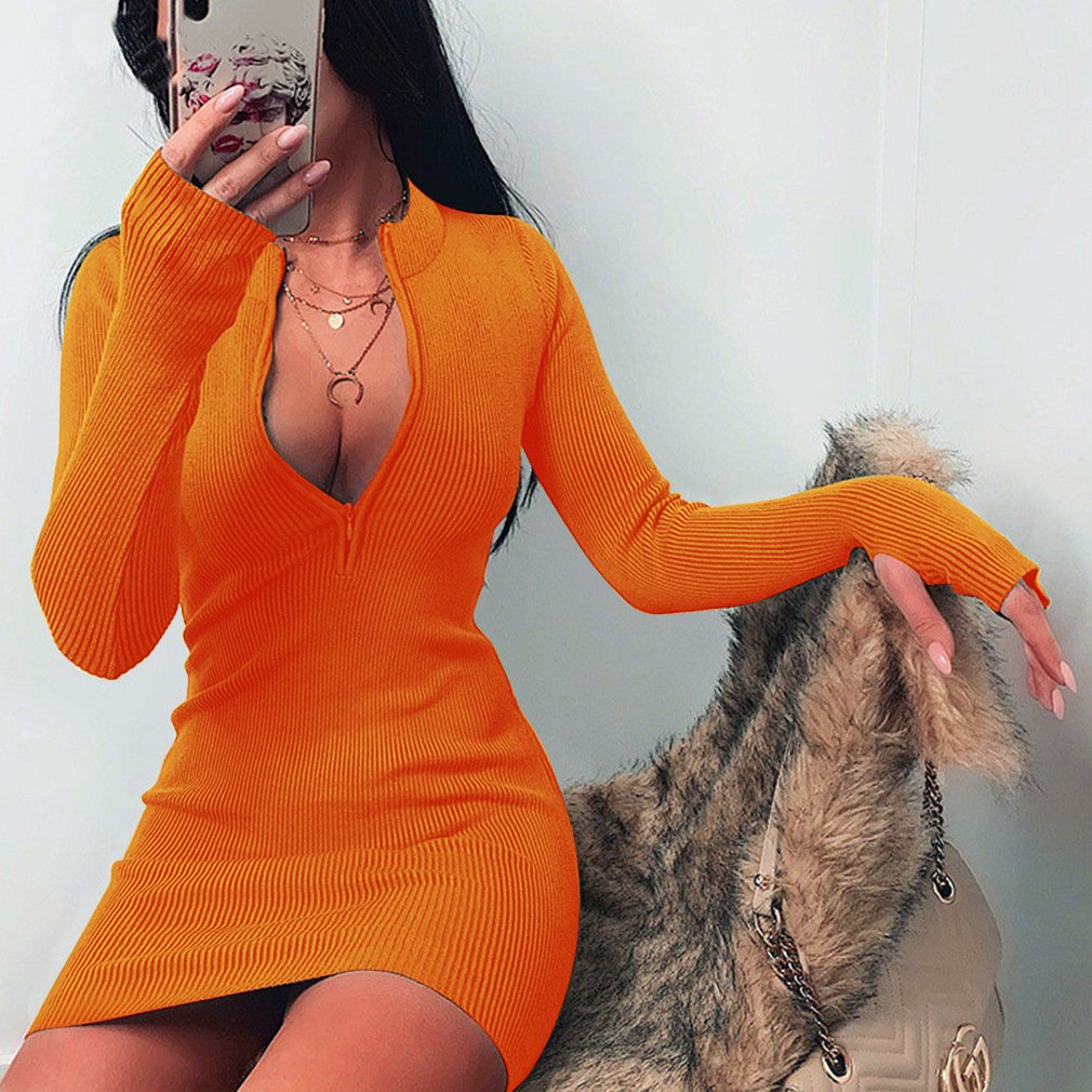 Girls Elegant Half zipper Round Neck Ribbed Knit Knee-Length Sleeveless Midi Women's Fashion Casual Slim Fit Tank Dress