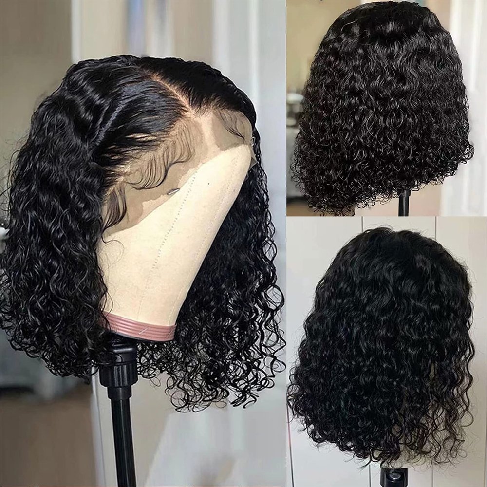 Wholesale 10A 12A Brazilian Virgin Hair Short Bob Wig Human Hair Lace Front Wig Kinky Curly HD Lace Frontal Wig For Black Women