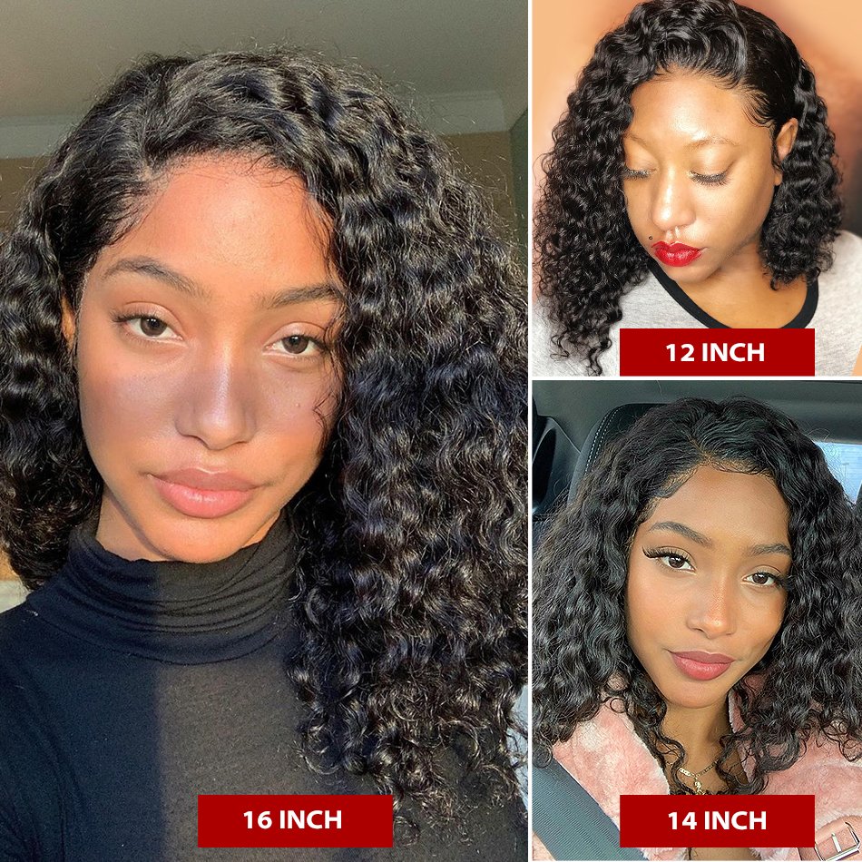 Wholesale 10A 12A Brazilian Virgin Hair Short Bob Wig Human Hair Lace Front Wig Kinky Curly HD Lace Frontal Wig For Black Women