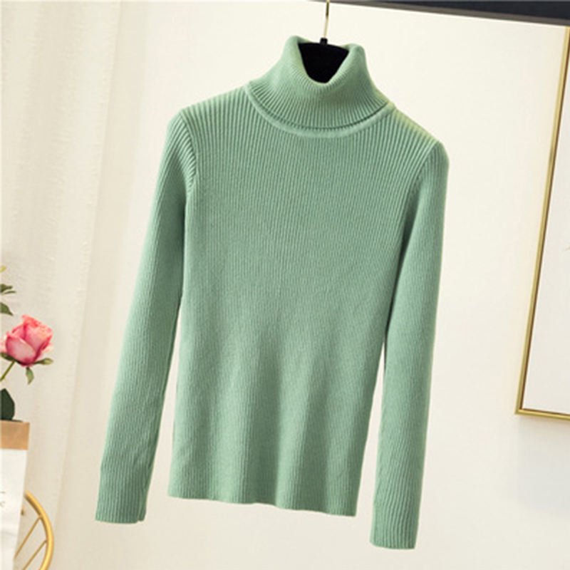2024 Custom Logo Oem Spring Autumn Winter Warm Knitted Tops Ribbed Pullover High Neck Turtleneck Sweater For Women