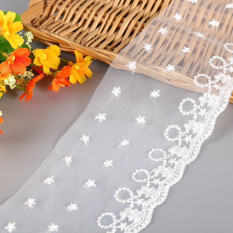 width 10 15 23 cm Water Soluble white embroidered Lace Trimming Polyester tulle Lace ribbon for dress