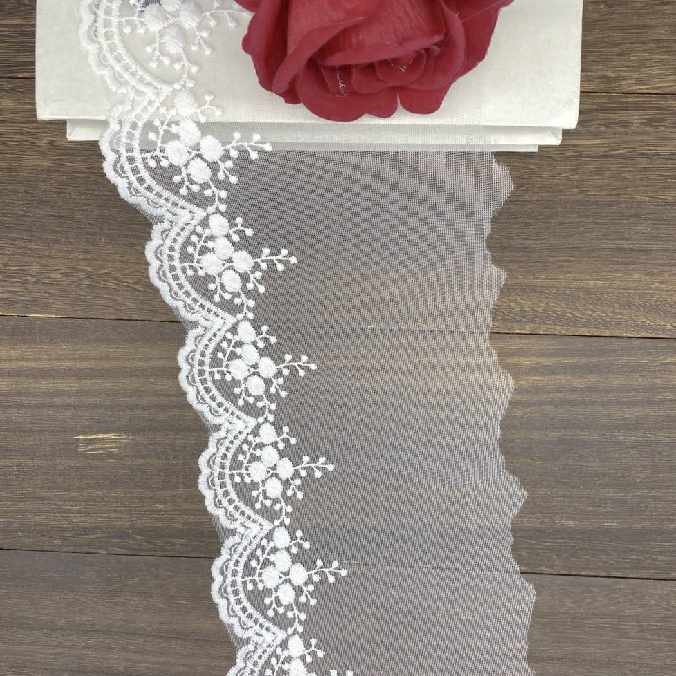 width 10 15 23 cm Water Soluble white embroidered Lace Trimming Polyester tulle Lace ribbon for dress