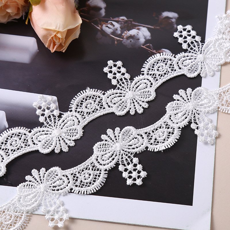 width 10 15 23 cm Water Soluble white embroidered Lace Trimming Polyester tulle Lace ribbon for dress