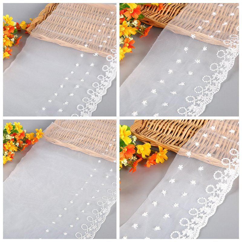 width 10 15 23 cm Water Soluble white embroidered Lace Trimming Polyester tulle Lace ribbon for dress