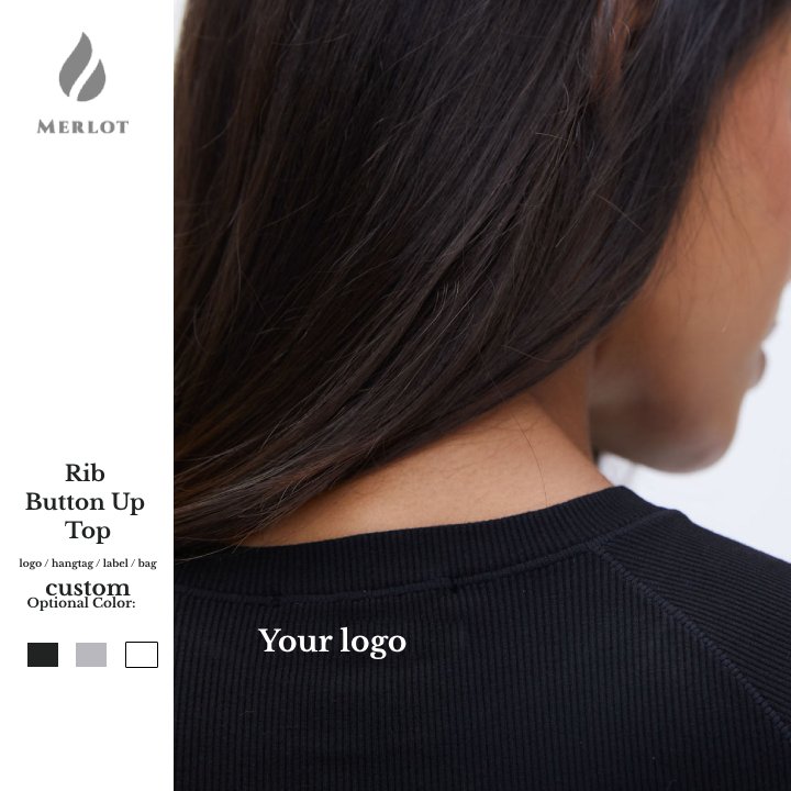 Meilu Custom Logo Women's Blouses & Shirts Girl Slim Knitted Long Sleeve T-Shirt Button Ribbed Tops For Winter Fall