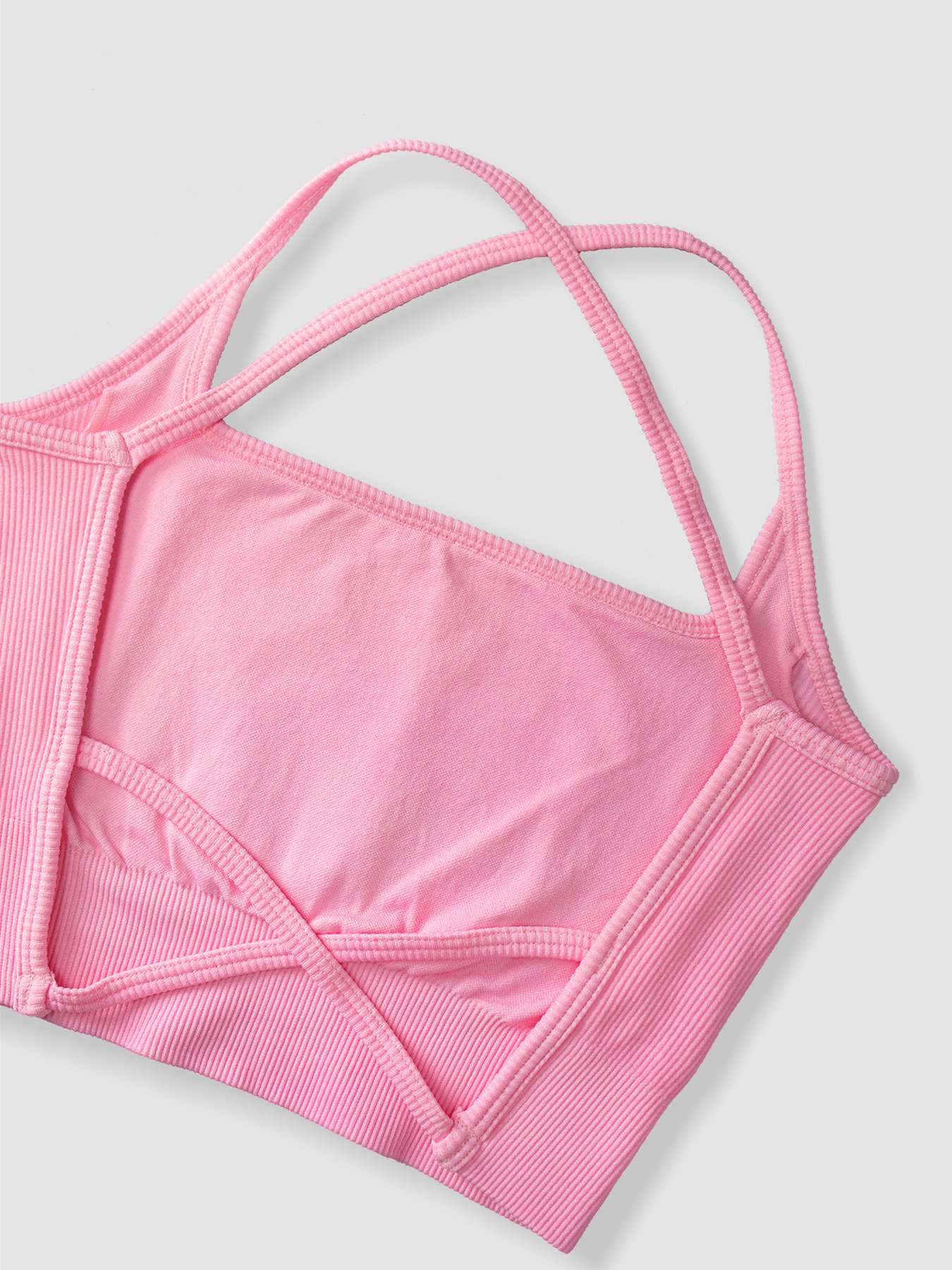 Girls Sports Gym Fitness Bra Spaghetti Strap Solid Colors Training Bras Criss-Cross Back Padded Strappy Yoga Bra