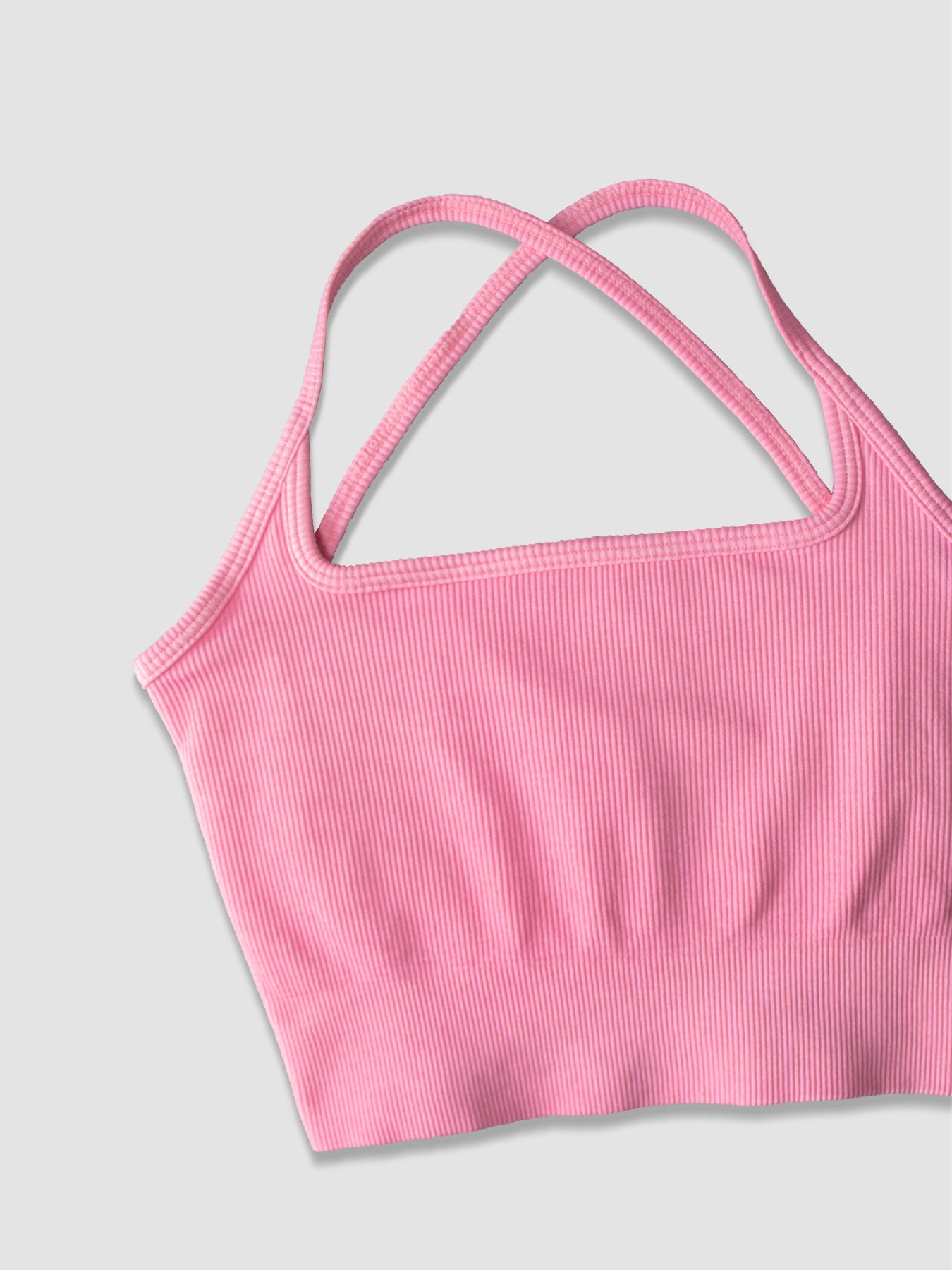 Girls Sports Gym Fitness Bra Spaghetti Strap Solid Colors Training Bras Criss-Cross Back Padded Strappy Yoga Bra