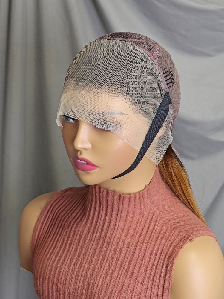 Wholesale 13*4 Frontal Honey Blonde Wigs Real Human Hair Long Straight Glueless Lace Front Wigs 4/30 Brown Blonde Highlight Wig