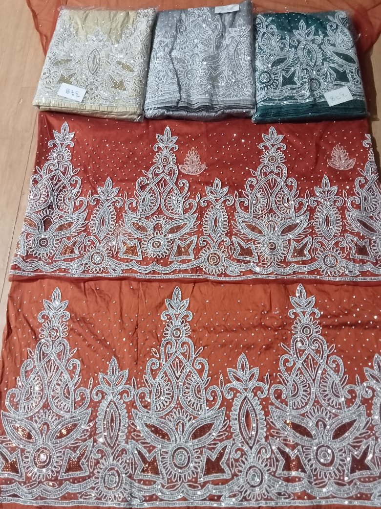 High on demand sequins lace fabric somali george wrapper for making party wear dresses available for export from india