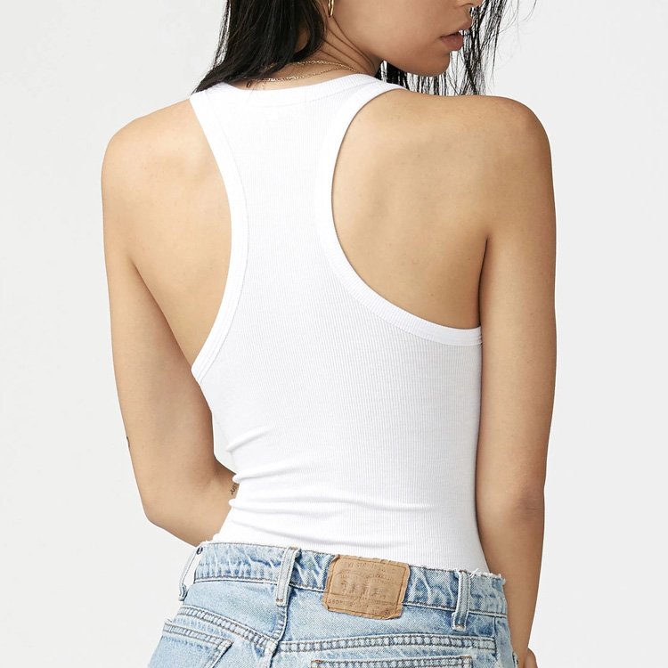 Hot sale white fitness racer back tank tops workout ribbed sexy tank top women