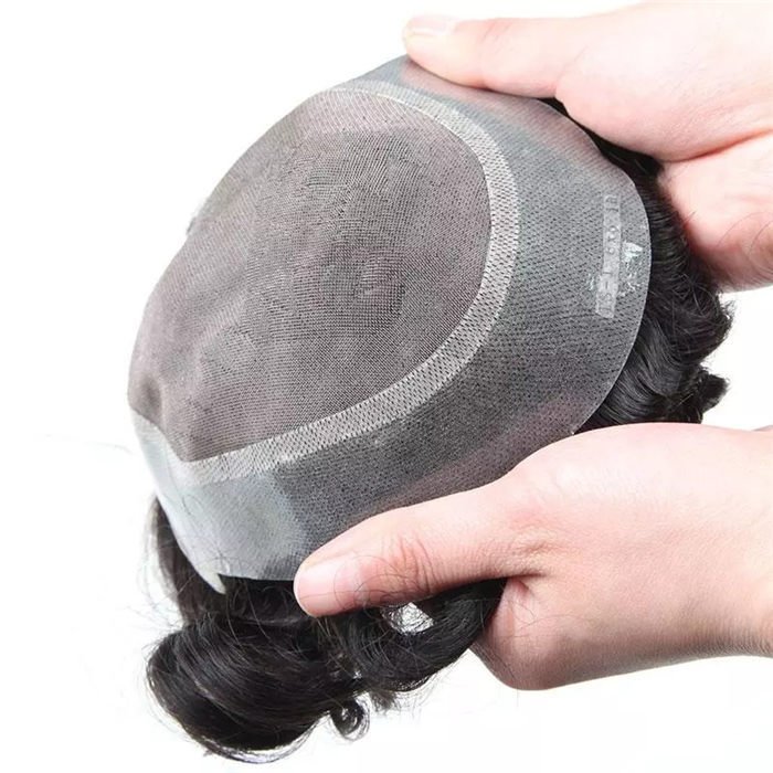 Top Natural black wave Mens Wig Handsome Male Short Hair 100% real virgin human hair Bald Male Replacement system Toupee for Men