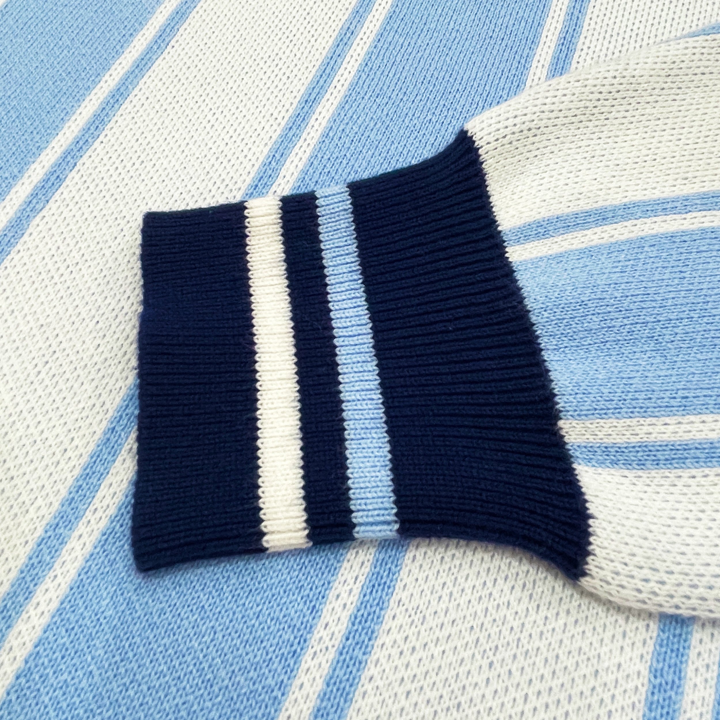 Custom Logo Embroidery 100% Cotton Striped Jacquard Men Football Sweater Designer Rib Knitwear Soccer Knitted Polo shirt