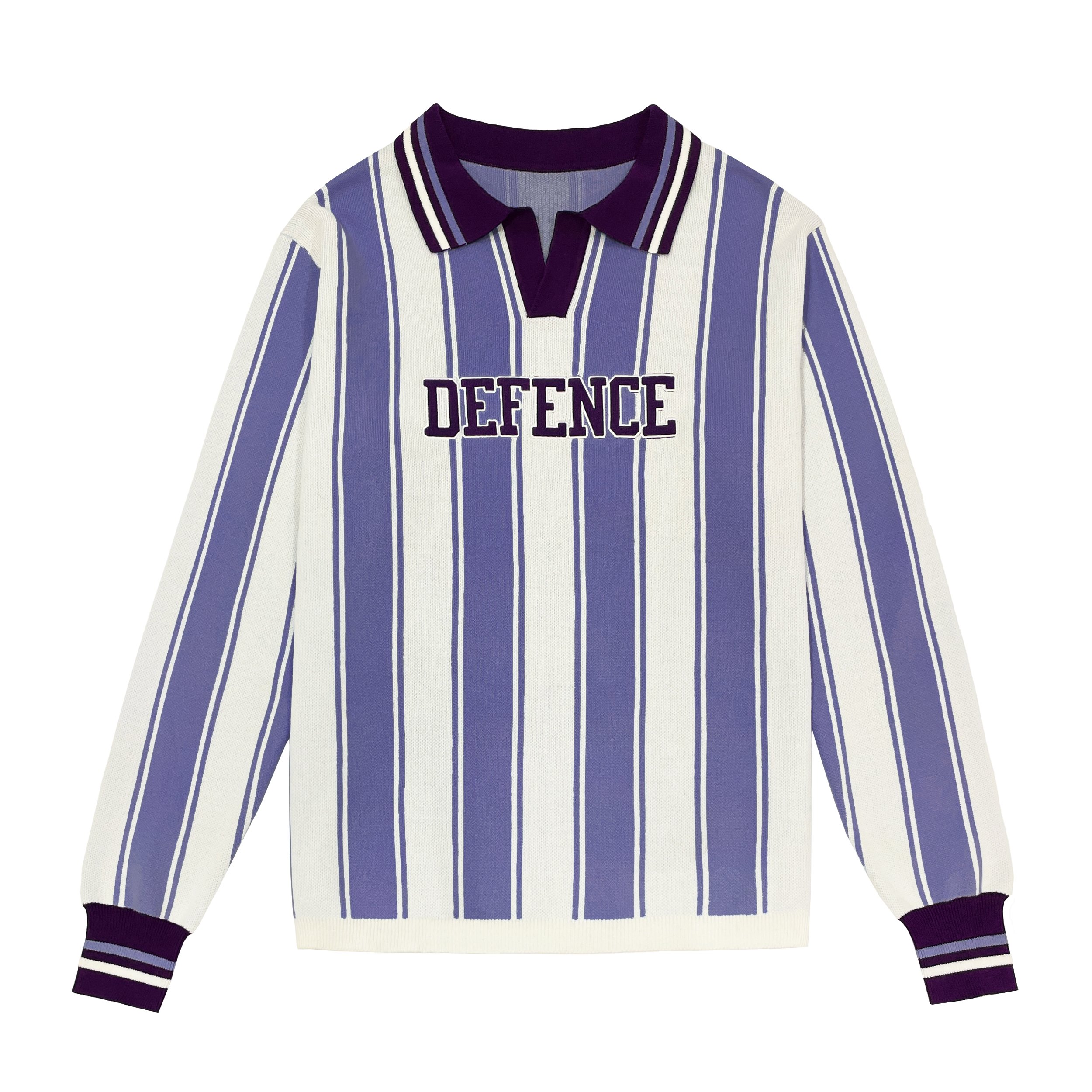 Custom Logo Embroidery 100% Cotton Striped Jacquard Men Football Sweater Designer Rib Knitwear Soccer Knitted Polo shirt