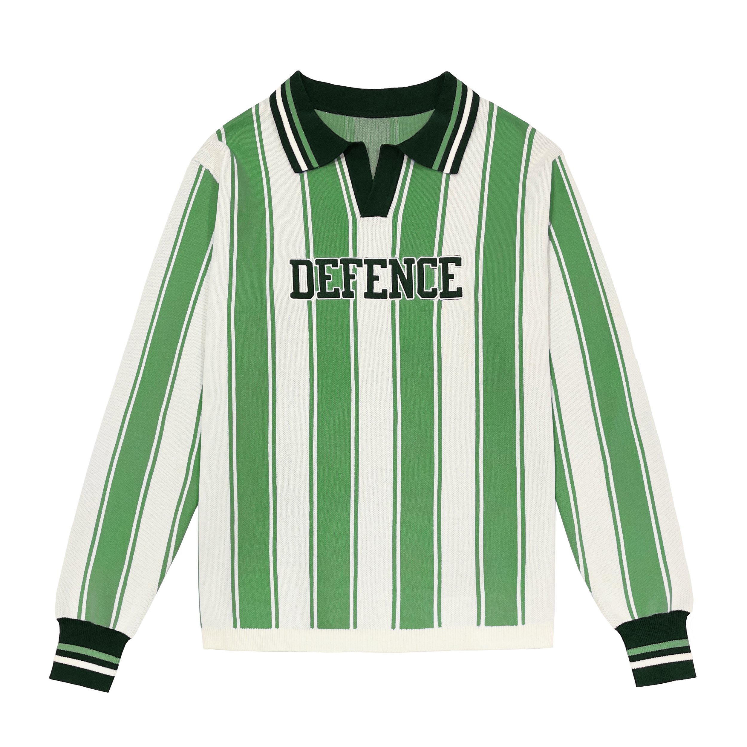 Custom Logo Embroidery 100% Cotton Striped Jacquard Men Football Sweater Designer Rib Knitwear Soccer Knitted Polo shirt