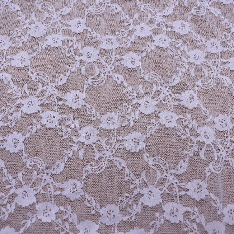 RTS Soft 90% Nylon 10% Spandex White Black Stretch Lace Fabric For Lingerie Stockings